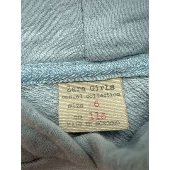ZARA Girls Good Vibes Baby Blue Hoodie - Picture 7 of 9